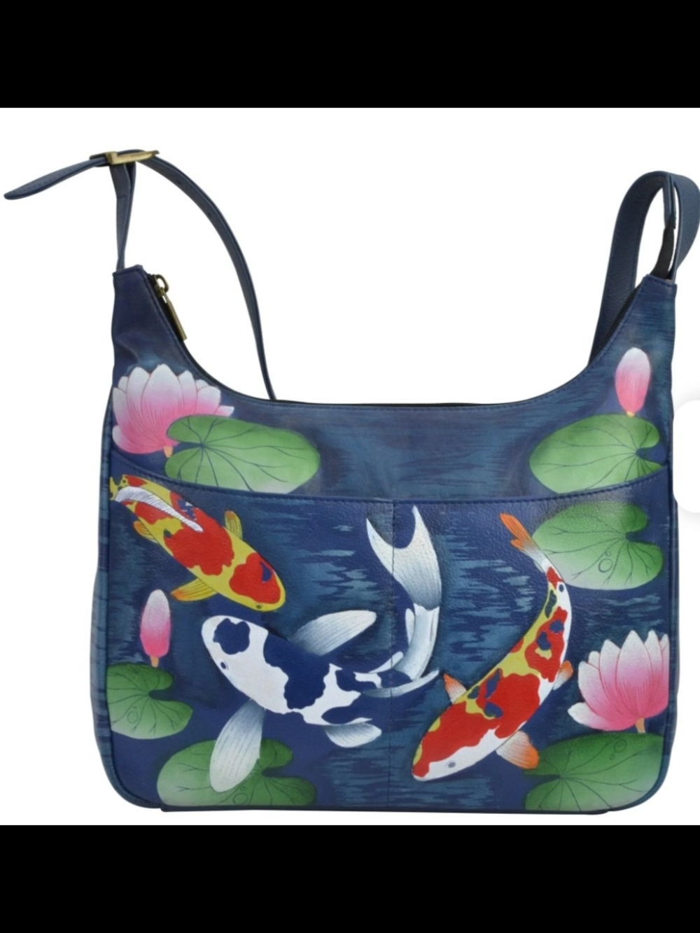 Anuschka Koi Pond By Anna Hand Painted  Shoulder Bag EUC